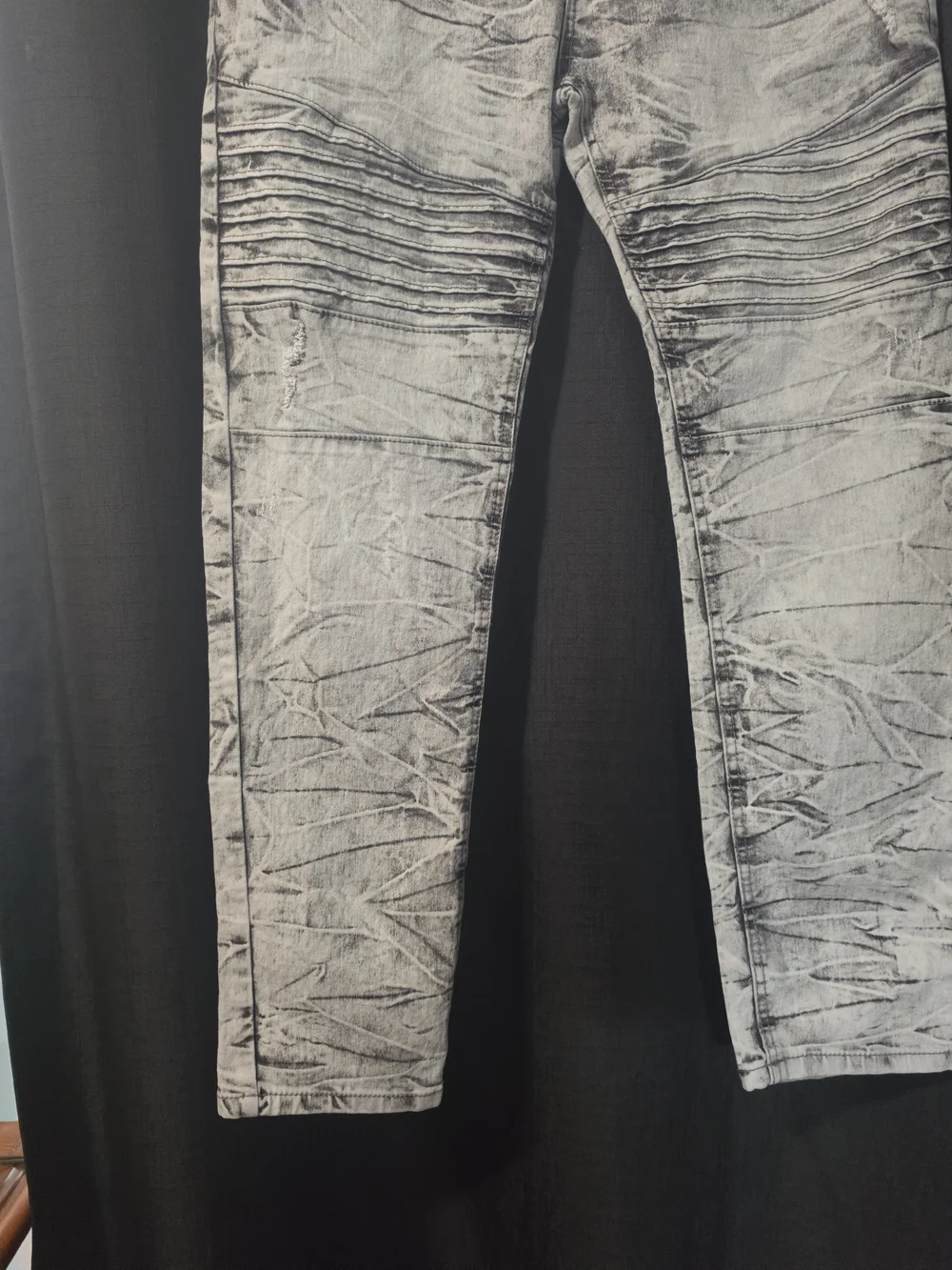 Essentials Men’s Washed Gray Moto Jeans